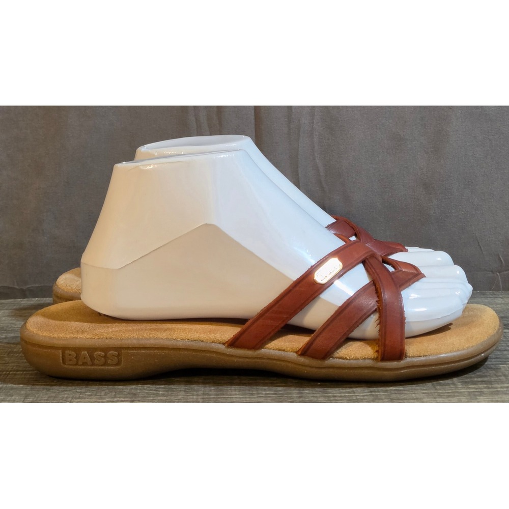 Vintage G.H. Bass & Co. Sunjuns Leather Criss Cross Sandals Women's Size 9 Red